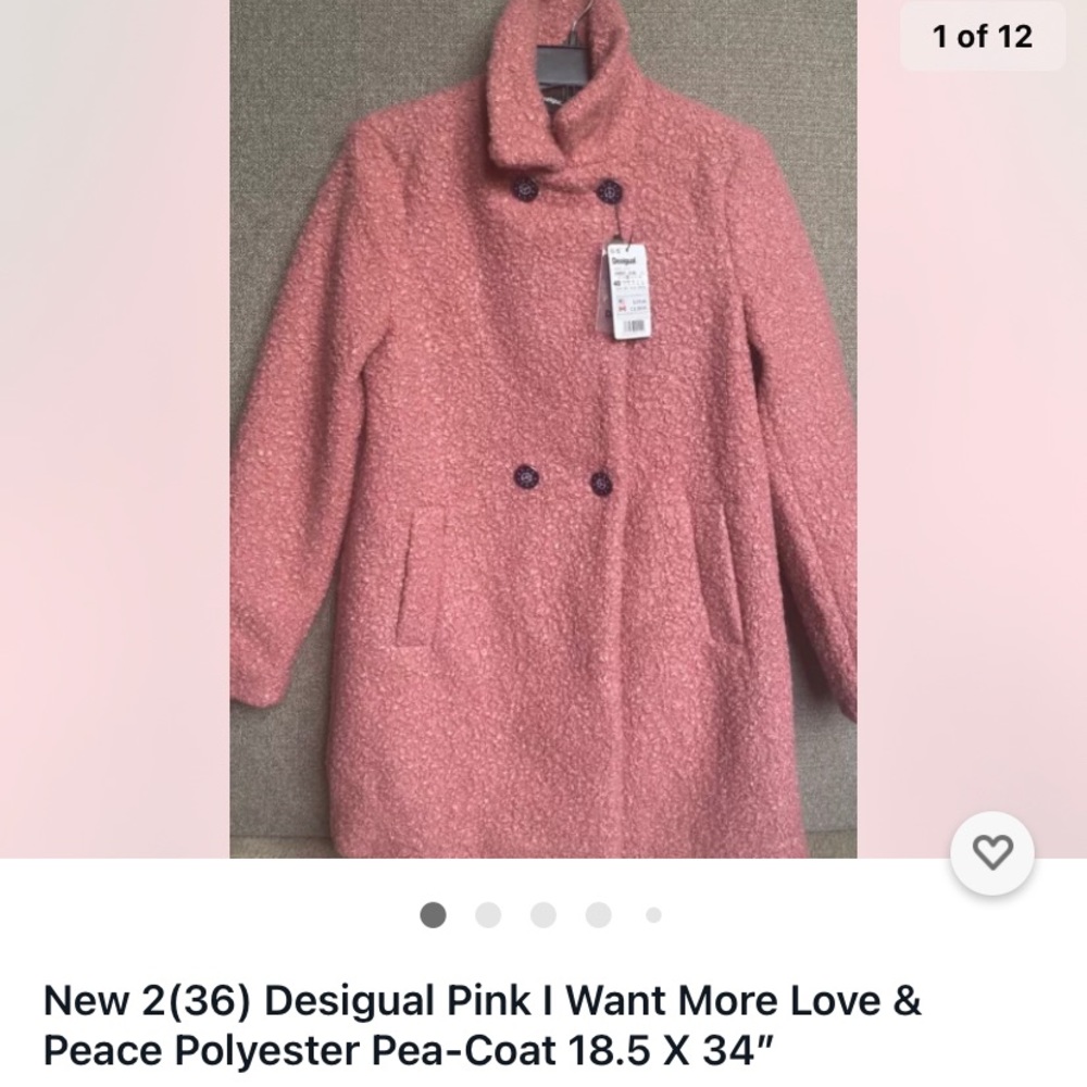Pink Pea Coat 💕 ✌️ 😊 $275 2(36)XS